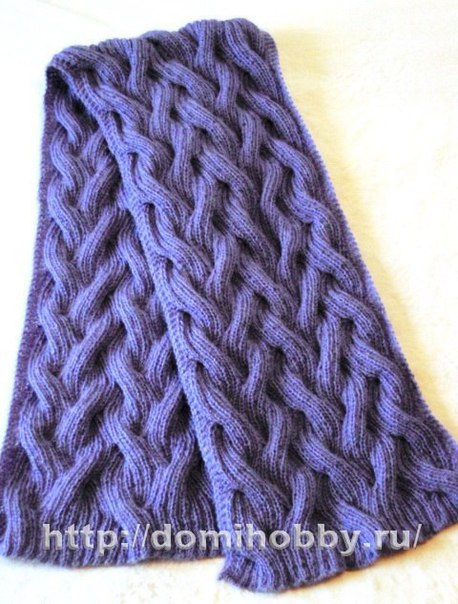 Вяжем:  Шарф. Прекрасная модель вязаного шарфа спицами из пушистого мохера.