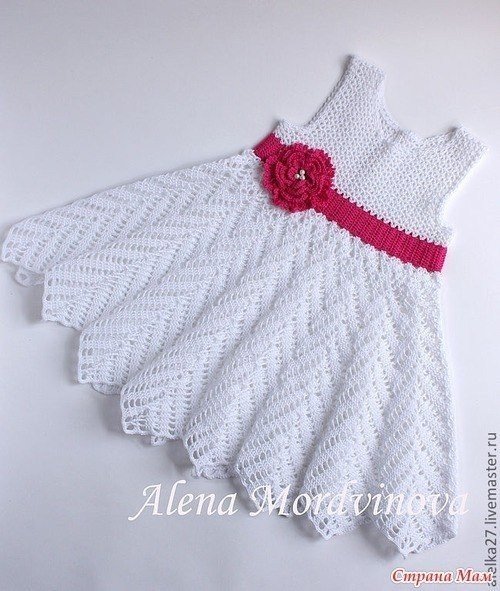 Вяжем:  Белое чудо - вязаное крючком платье для девочки. Описание и схемы